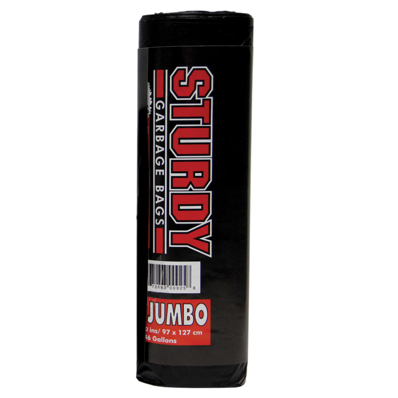 [ST3850B] Sturdy Jumbo Black Garbage Bags - 10/Roll  - 38" x 50" (46 Gallons)