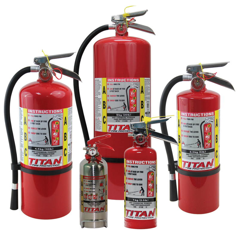 TITAN ABC Dry Chem. Fire Extinguisher (0.5 kg ( 1lb ) Stainless Steel Auto)