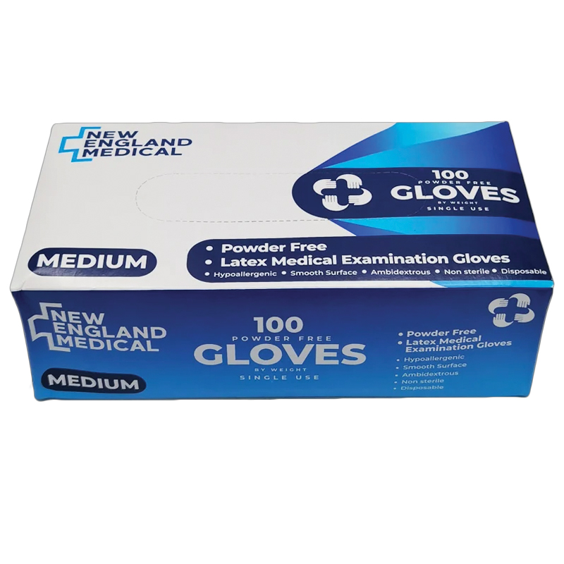 New England Powder Free Latex Examination Gloves (100/Box) (Small.)