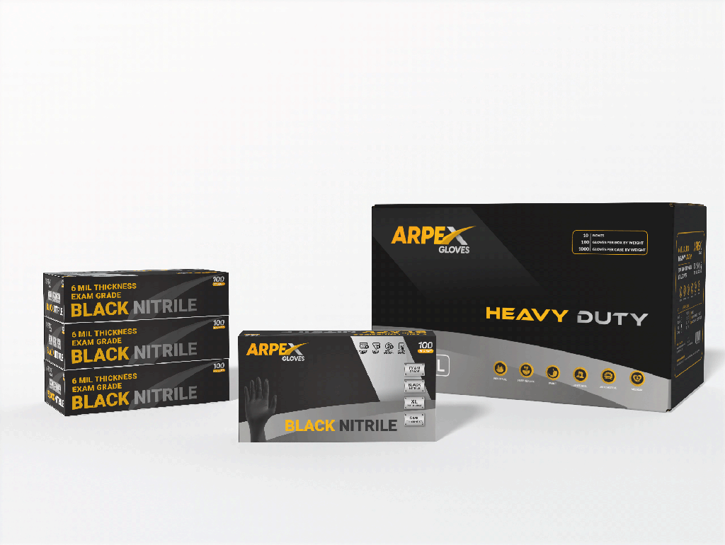 ARPEX 6 Mil Black Nitrile Industrial Gloves (100/Box) (Small.)