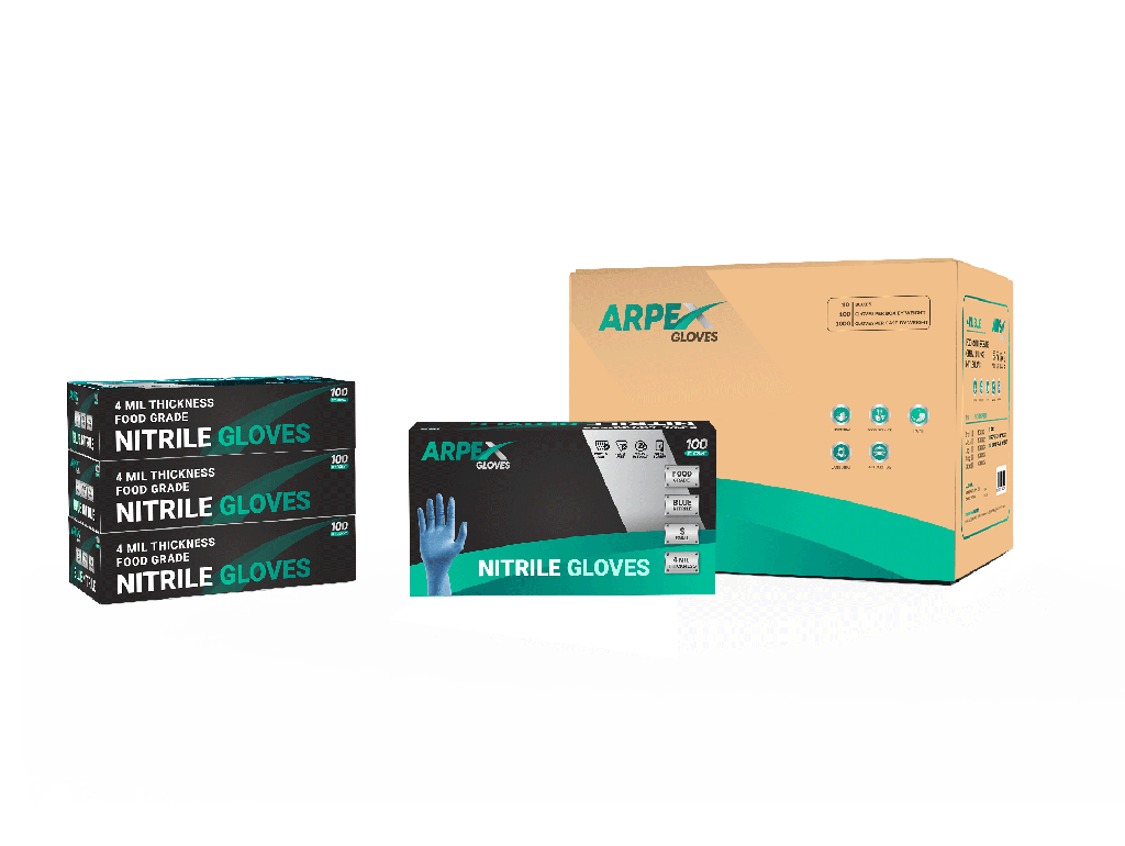 ARPEX 4 Mil Blue Nitrile Disposable Examination Gloves (100/Box) (Small.)
