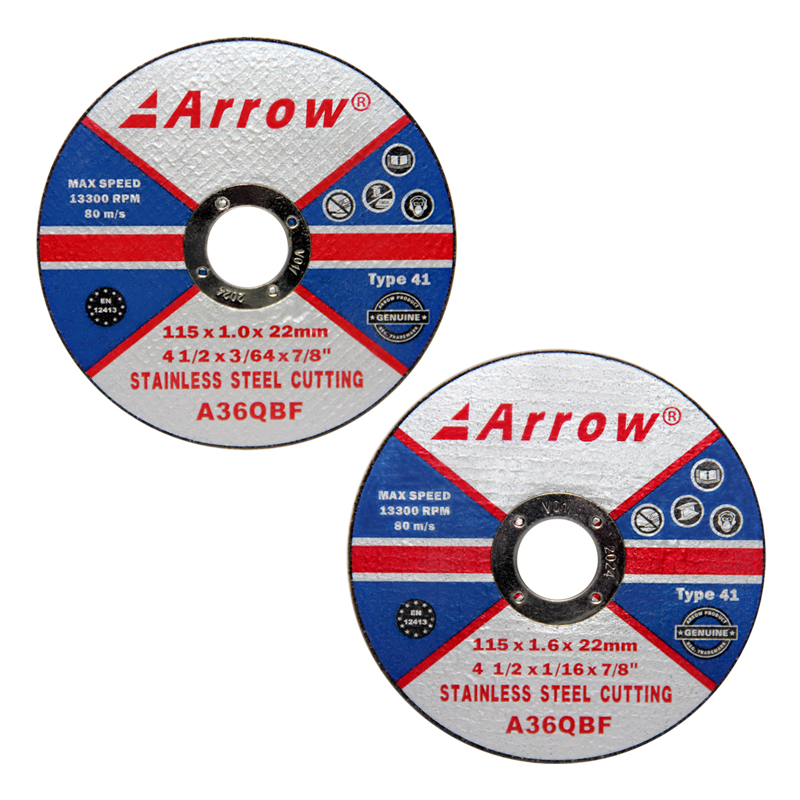 Arrow® Stainless Steel Cutting Discs – FLAT (4 1/2" x 3/64" x 7/8" (115mm x 1.0mm))