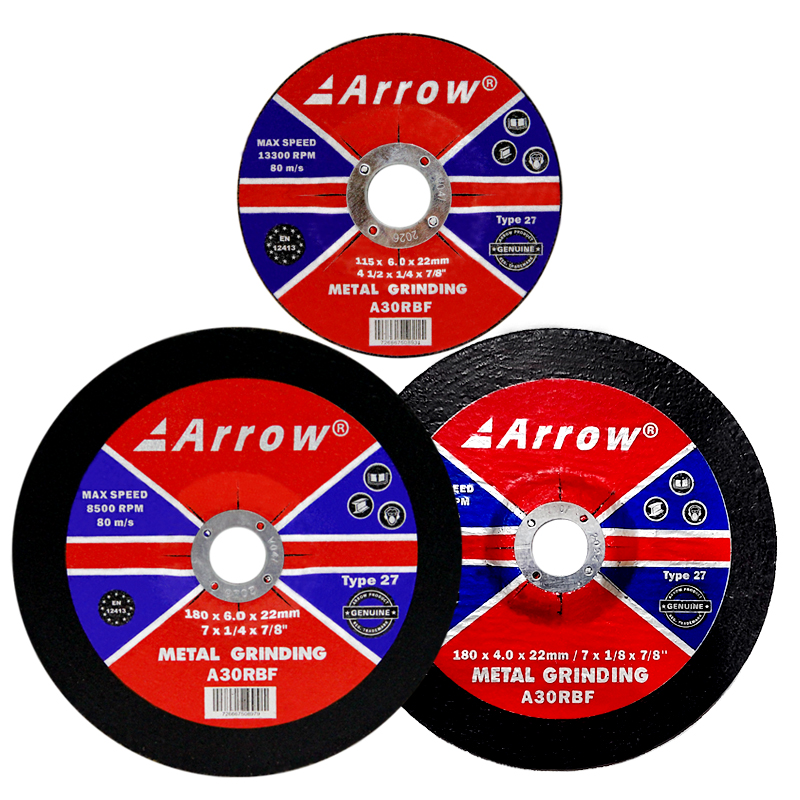 Arrow® Metal Grinding Discs - Depressed Centre (4 1/2'' x 1/4'' x 7/8'' (115mm x 6.0mm).)