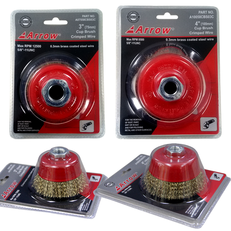 Arrow® Cup Brush Crimped Wire (3" (75mm): Max RPM 12500 - 5/8"-11UNC.)
