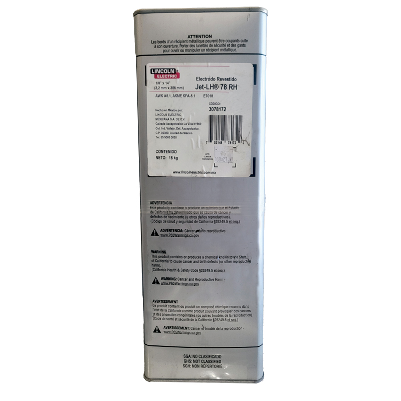 Lincoln Jetweld E-7018 (3.2mm) 1/8" Electrode, (18Kg/40lb Tin)