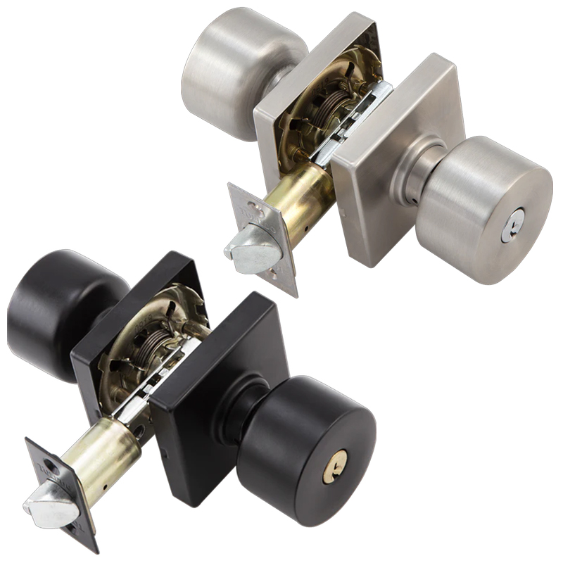 Toledo Vigo Knob Exterior Lock with Square Rosette (Satin Stainless Steel)