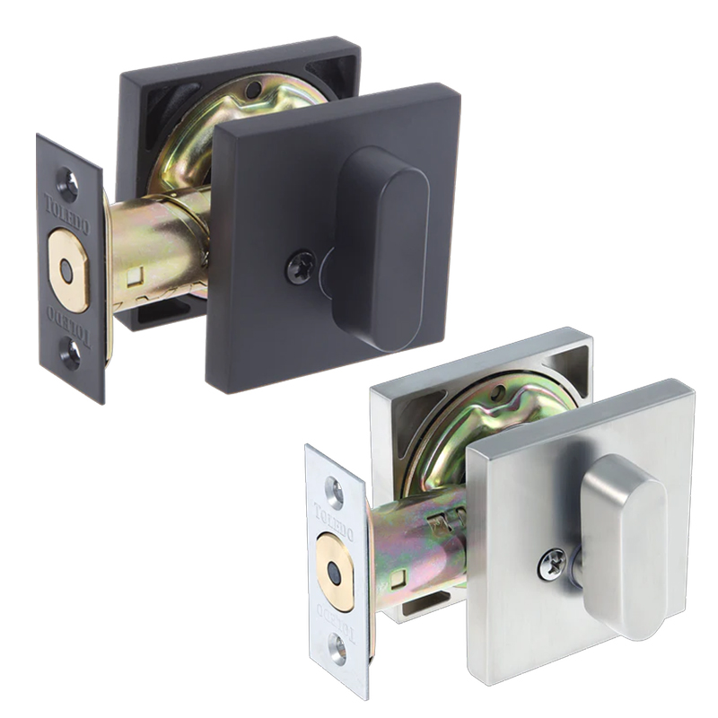 Toledo Single Cylinder Deadbolt with Square Rosette (Satin Nickel Plated)