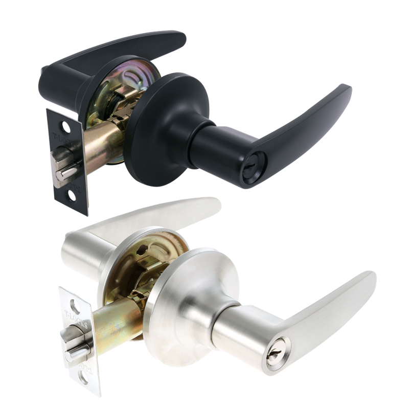 T-Locks Tubular Exterior Lever Set (Black.)