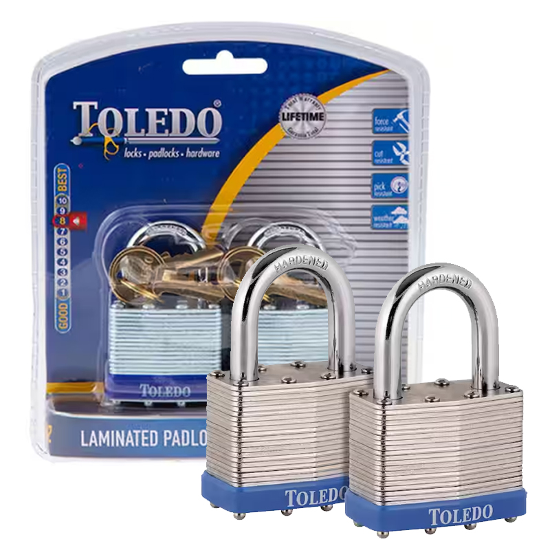 Toledo Laminated Padlocks-Keyalike-2PK (40MM)