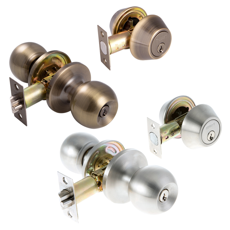 T-Locks Combo Set-Double Cylinder-Deadbolt/Knob Set (Satin Stainless Steel)